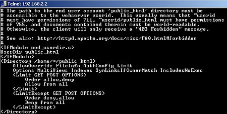 telnet : UserDir