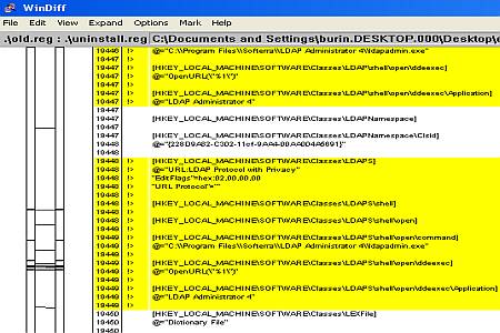 windiff compare register