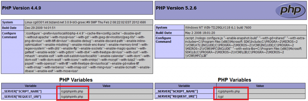 PHP 5.2.6 & PHP 4.4.9