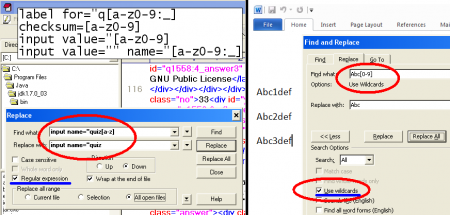 regular expression หรือ wild cards