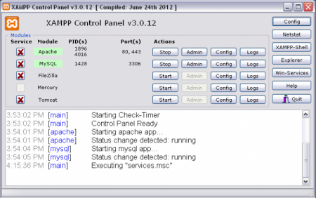 xampp console