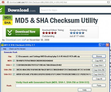 sha1 คือ ค่า checksum ของแฟ้มที่ download มา