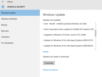 win10 : update 1511