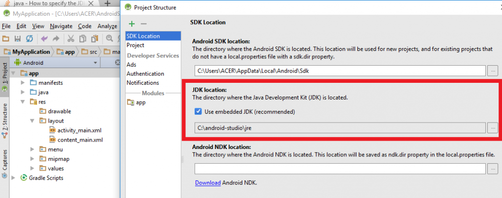 project structure in android studio