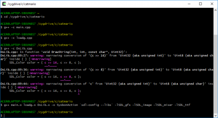 compile and link .. เห็นแปลก ๆ คือ warning นะครับ